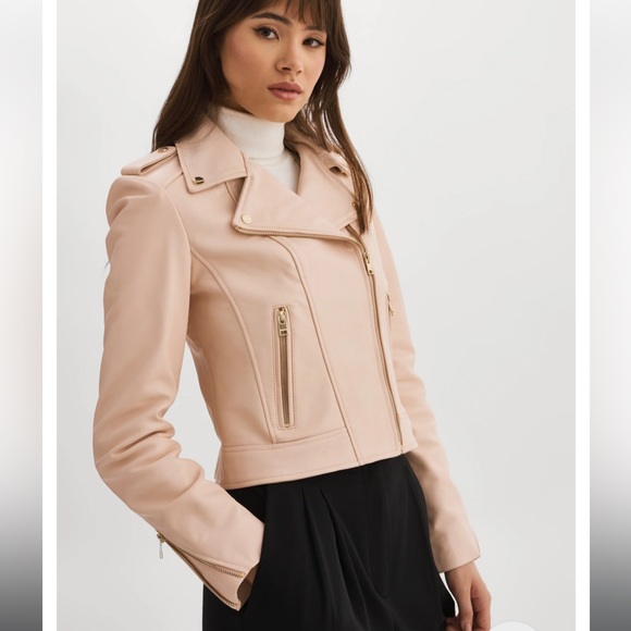 NWT LAMARQUE DONNA GOLD LEATHER JACKET IN BALLET PInk - Picture 2 of 11